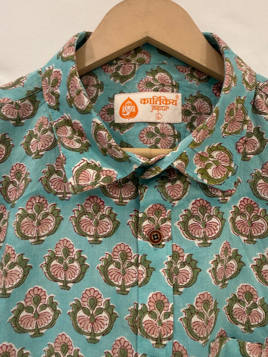 Classic Bagru Print Half Sleeve Cotton Shirt for Men