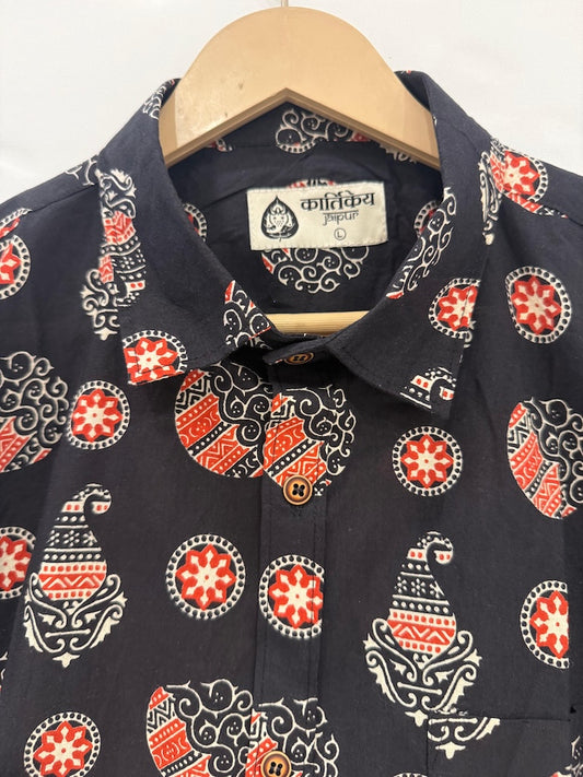Batik Print Traditional Cotton Shirt For Men - By Kartikeya Jaipur
