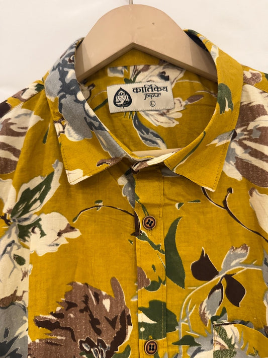 Floral Print Cotton Shirt For Men - Goa Edit