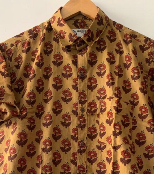 Booty Print Half Sleeve Cotton Shirt for Men