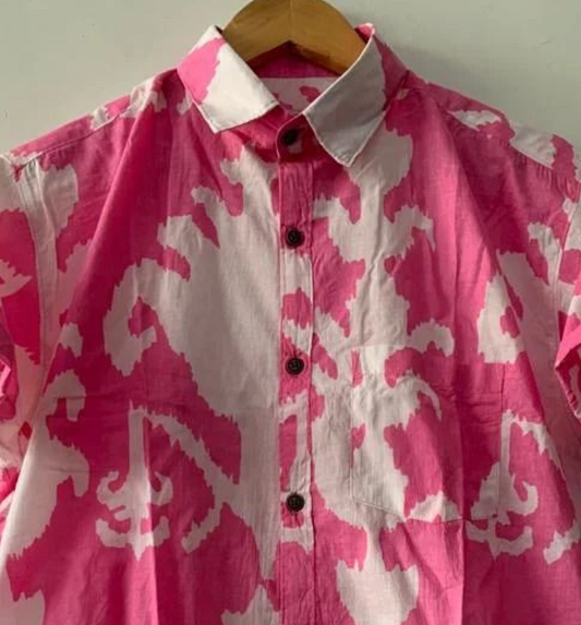 Classic Pink Half Sleeve Cotton Shirt for Men