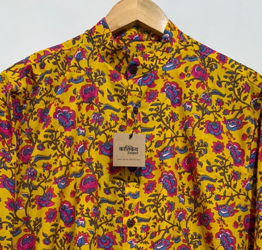 Kartikeya Jaipur Ban Collar Full Sleeve Shirt for Men