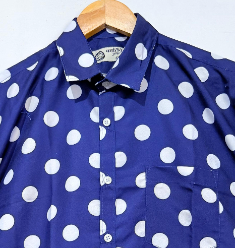 Polka Cotton Blended Shirt For Men