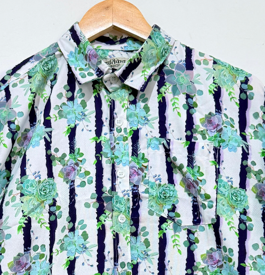 Blossom Cotton Blend Partywear Shirt For Men