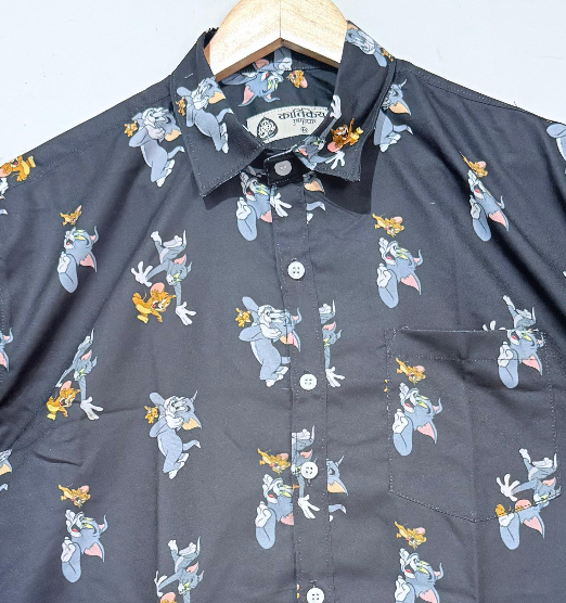 Tom & Jerry Cotton Blend Partywear Shirt For Men