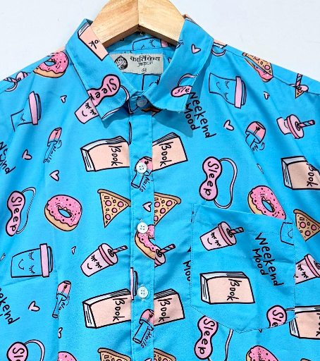 Weekend Mood Cotton Blend Partywear Shirt For Men