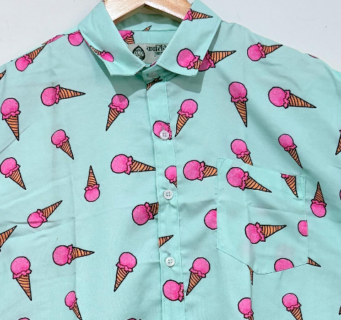 Quirky Print Cotton Blend Casual Shirt For Men