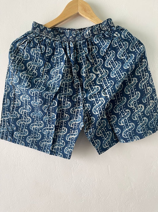 Indigo Cotton Shorts for Men