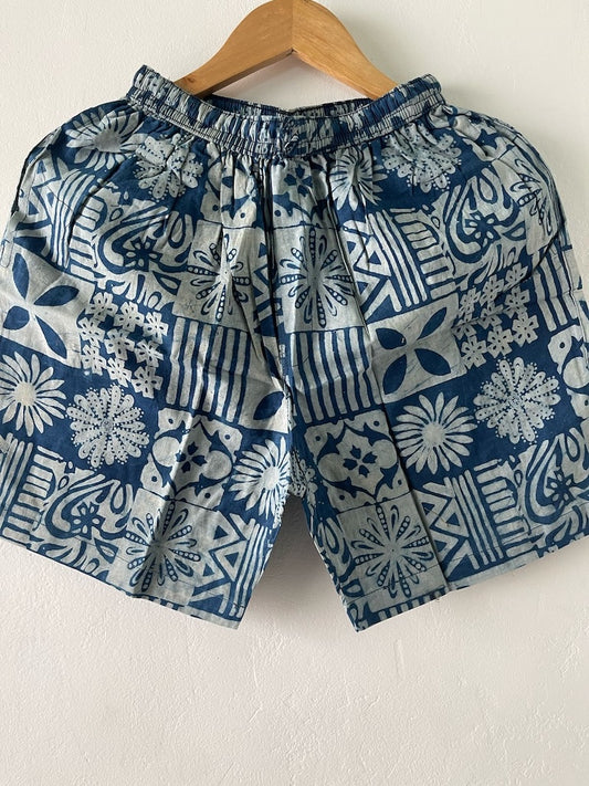 Indigo Cotton Shorts for Men