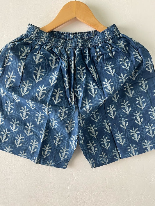 Indigo Cotton Shorts for Men