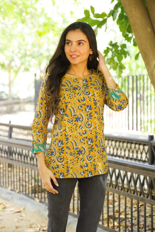 Handblock Cotton Printed Tops For Women