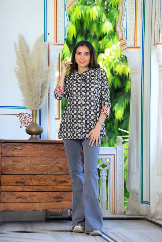 Handblock Cotton Printed Tops For Women