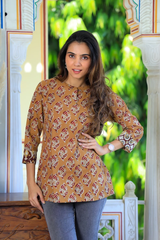 Handblock Cotton Printed Tops For Women