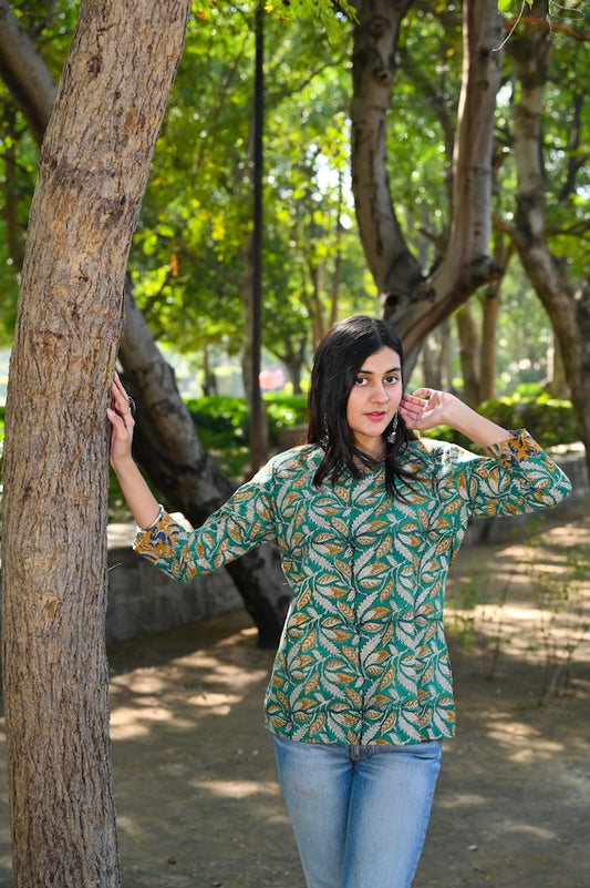 Handblock Cotton Printed Tops For Women