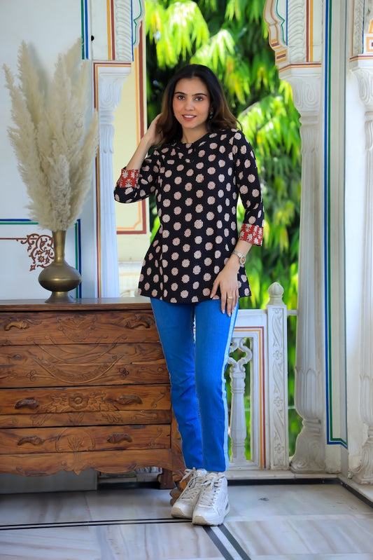 Handblock Cotton Printed Tops For Women