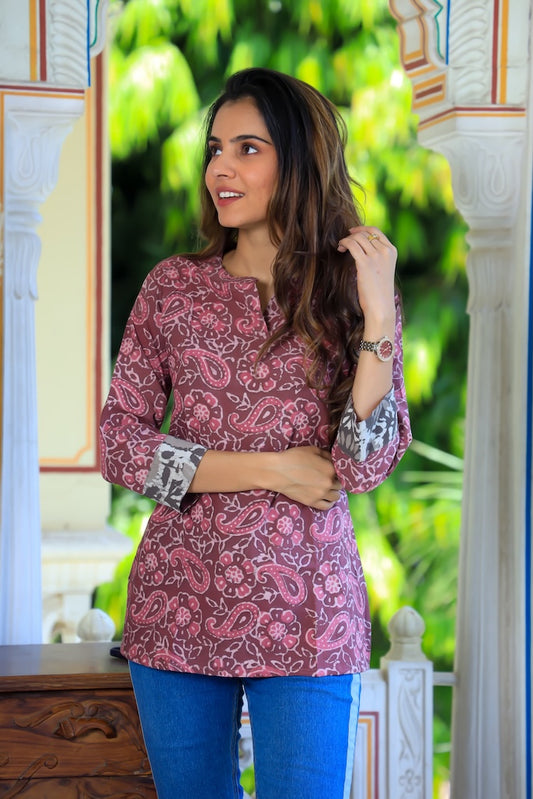 Handblock Cotton Printed Tops For Women