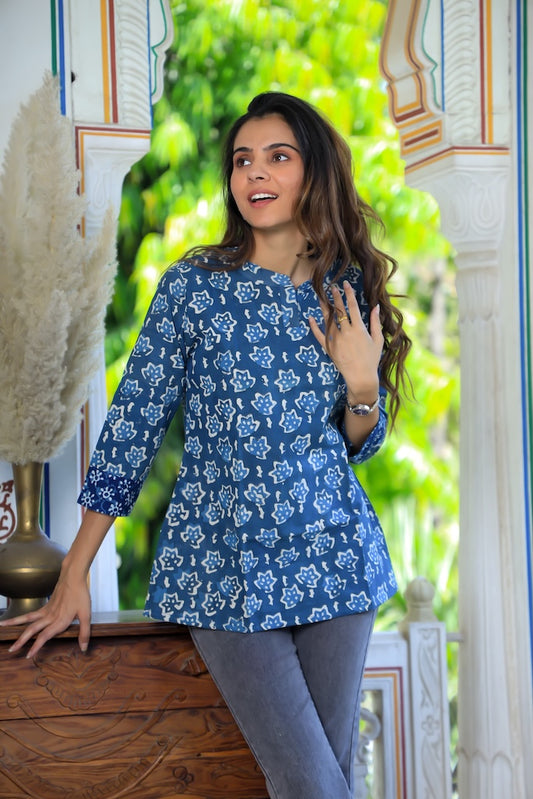 Handblock Cotton Printed Tops For Women