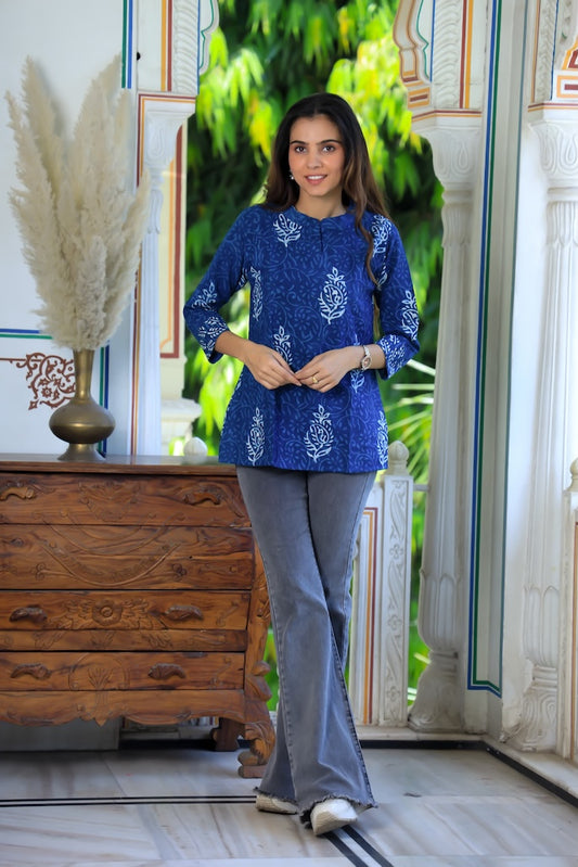 Handblock Cotton Printed Tops For Women