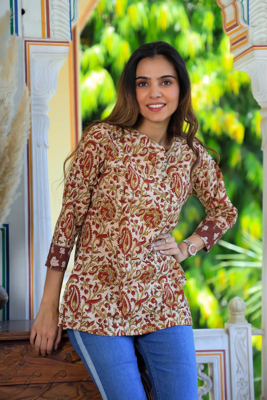 Handblock Cotton Printed Tops For Women