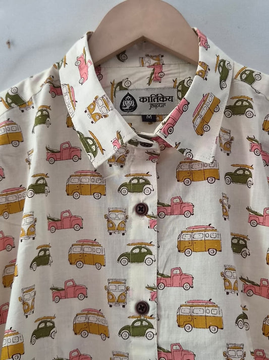 Womens Tuktuk Print Cotton Full Sleeves Shirt