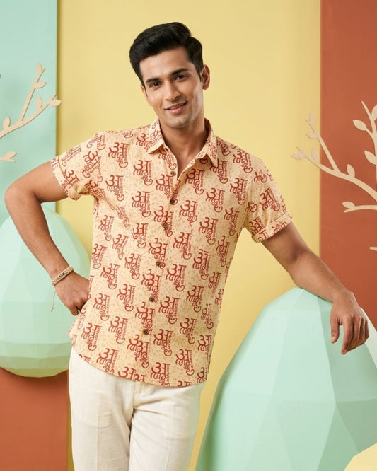 अक्षरमाला Cotton Half Sleeve Shirt for Men