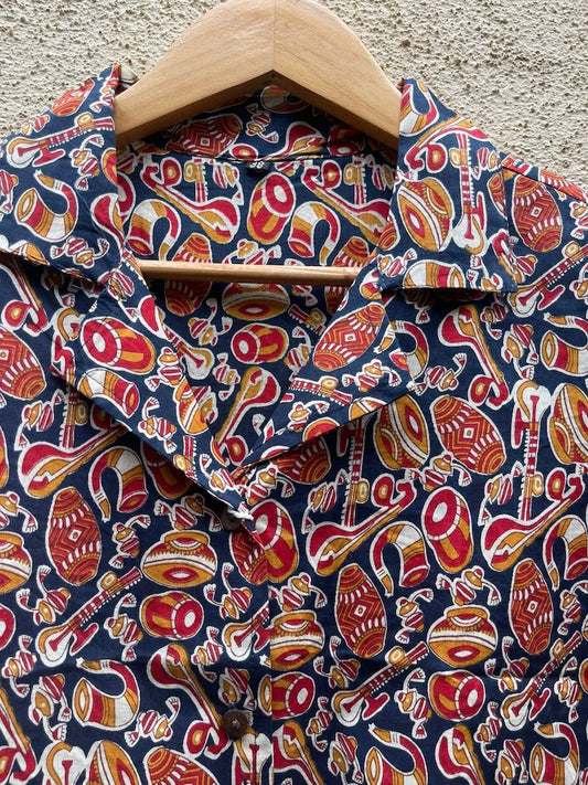 Quirky Print Half Sleeve Cotton Shirt for Women