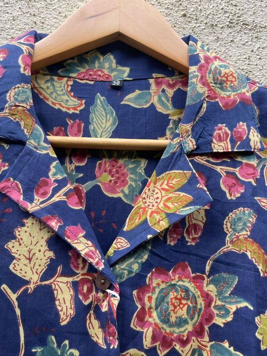 Floral Print Half Sleeve Cotton Shirt for Women