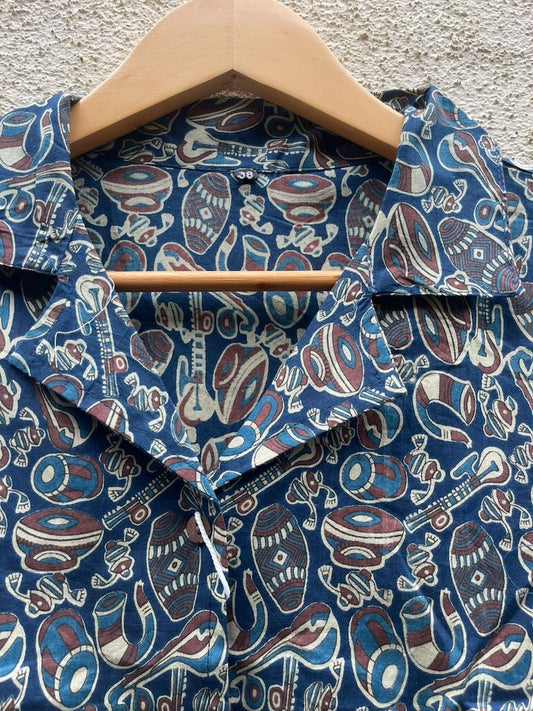 Classic Sanganeri Print Half Sleeve Cotton Shirt for Women