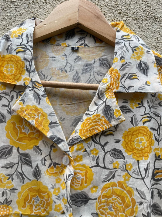 Floral Print Half Sleeve Cotton Shirt for Women