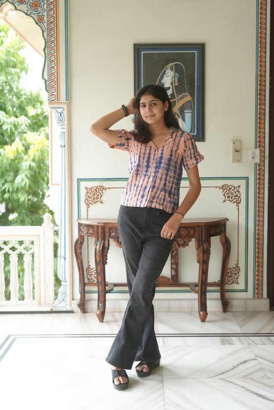 Bagru Block Printed Cotton Short- Shirt Pattern Tops