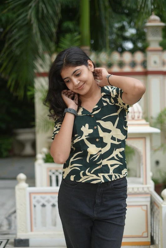Block Printed Plus Size Cotton Shirt For Women