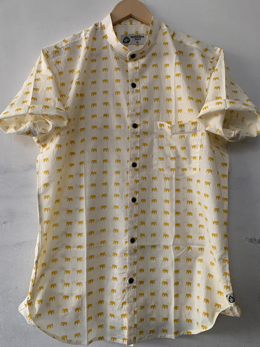 Elephant Print Vintage Casual Shirts for Men