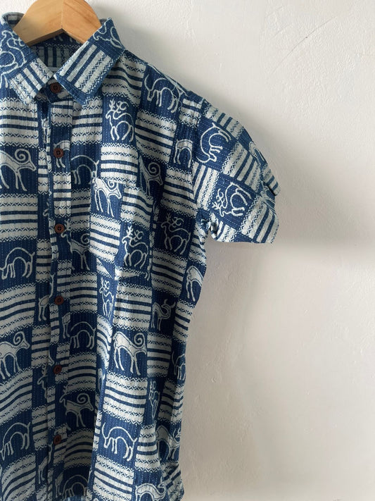 Kids Lightweight Indigo Print Quikry Shirt - Comfort & Style- Oversized