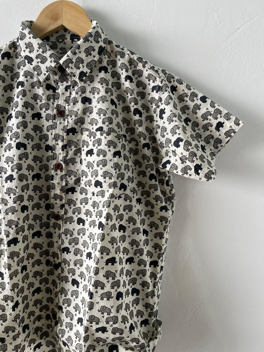 Cute Elephant Print Kids Vintage Shirt- Oversized