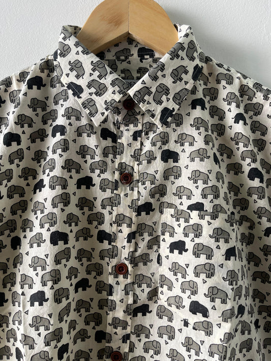 Cute Elephant Print Kids Vintage Shirt- Oversized