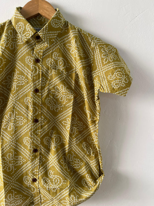 Bandhej Print Sanganeri Print Cotton Shirt- Oversized
