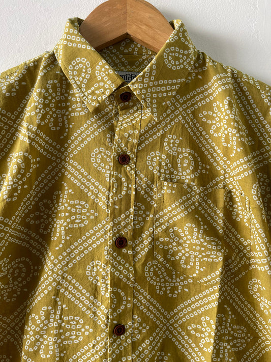 Bandhej Print Sanganeri Print Cotton Shirt- Oversized