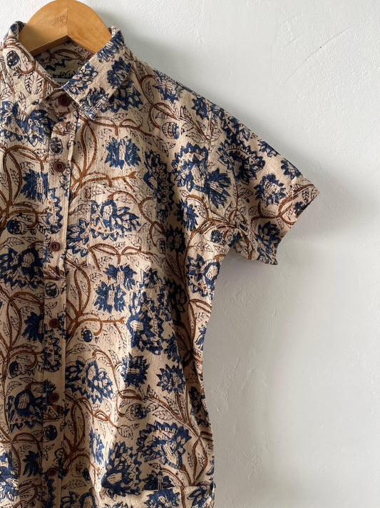 Kantha Print Vintage Handmade Cotton Kids Shirt- Oversized