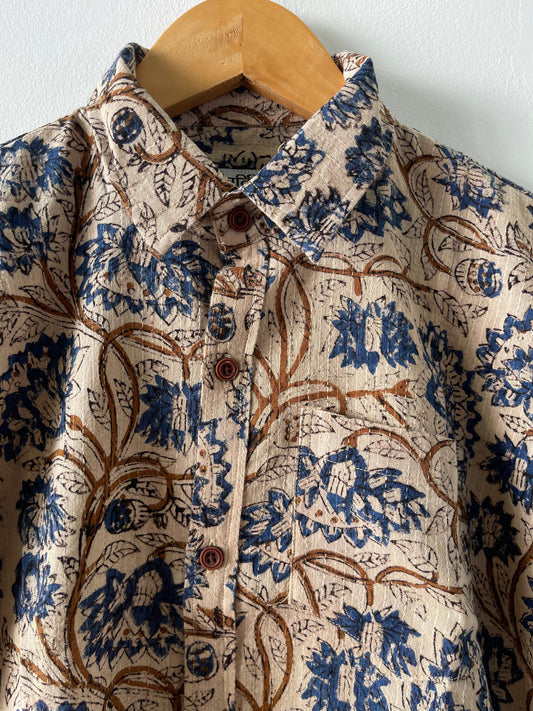Kantha Print Vintage Handmade Cotton Kids Shirt- Oversized