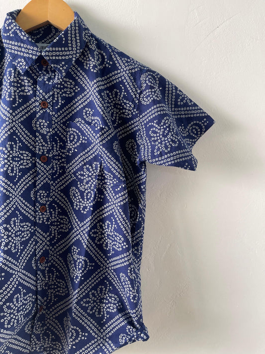Bandhej Print Cotton Shirt for Boys- Oversized