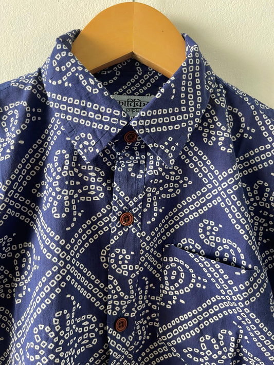 Bandhej Print Cotton Shirt for Boys- Oversized