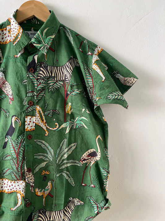 Jungle Print Cotton Kids Shirt - Summer Style- Oversized