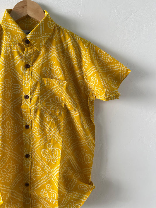 Jaipuri Bandhej Print Kids Cotton Shirt- Oversized