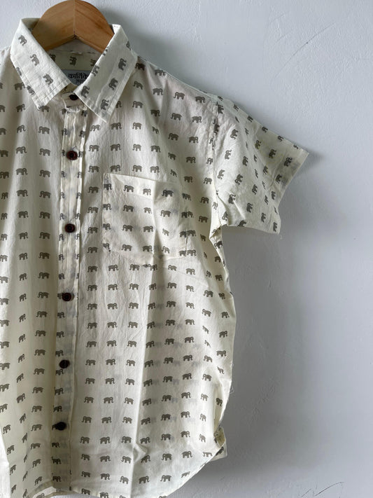 Cute Elephant Print Cotton shirt for kids- Oversized