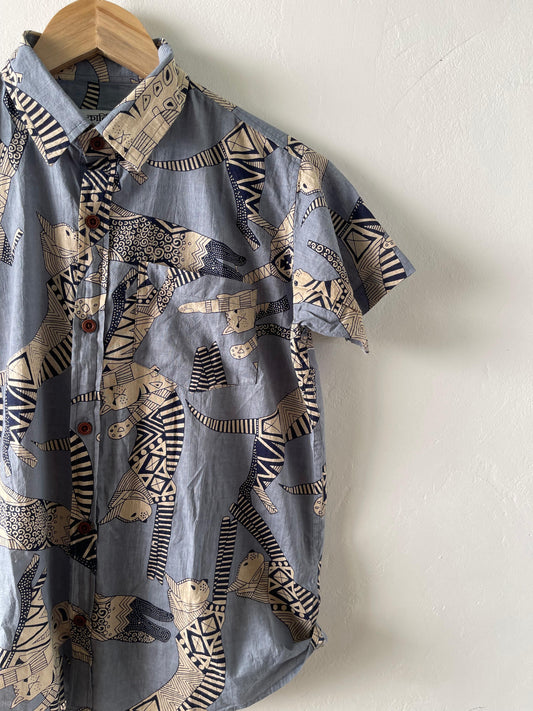 Jungle Print Kids Vintage Cotton Shirt- Oversized