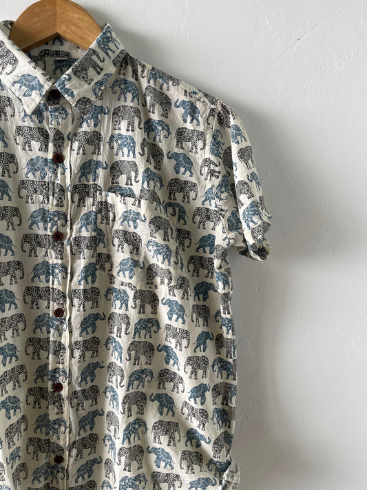 Elephant Print Kids Cotton Shirt- Oversized