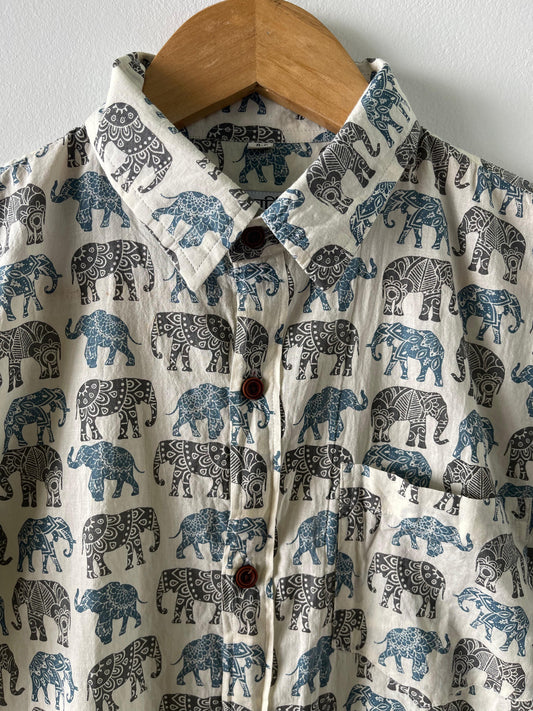 Elephant Print Kids Cotton Shirt- Oversized
