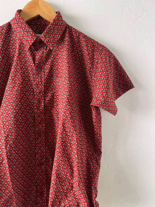 Handmade Ajrakh Print Cotton Shirt for kids- Oversized