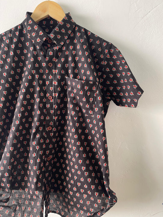 Ajrakh Print Vintage Cotton Shirt For Kids- Oversized