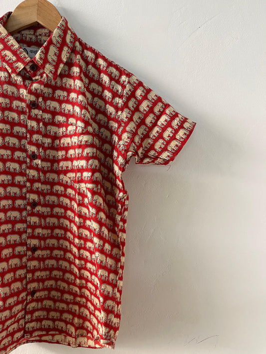Red Elephant Print Kids Stylish Comfort Shirt- Oversized